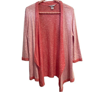 Christopher Banks Petite Two Toned Cardigan Peach Women's Sz Petite M